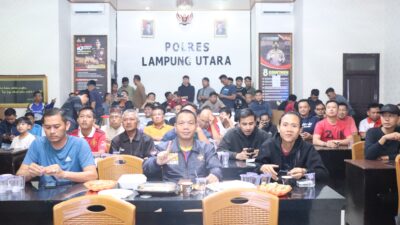 Nobar Semifinal Timnas U-23 Indonesia di Polres Lampung Utara Dipenuhi Antusias Suporter