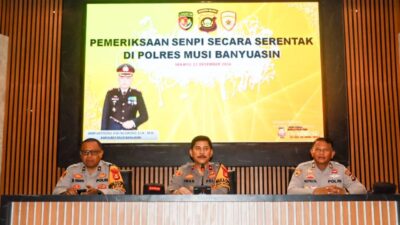 Wakapolres Muba Pimpin Pengecekan Senjata api Personil Dan Jajaran.