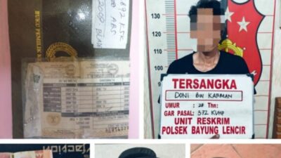 Polsek Bayung Lincir berhasil menangkap pelaku yang menggelapkan sepeda motor milik Bos nya tempat ia bekerja.