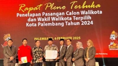 Ratu Dewa Dan Prima Salam Resmi Ditetapkan Sebagai Walikota dan Wawako Terpilih 2025-2030 Kota Palembang